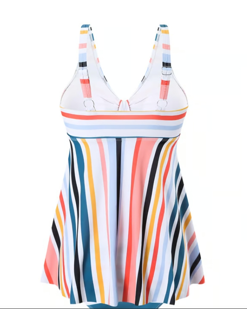 Lace-up Striped Triangle Two-Piece Swimsuit