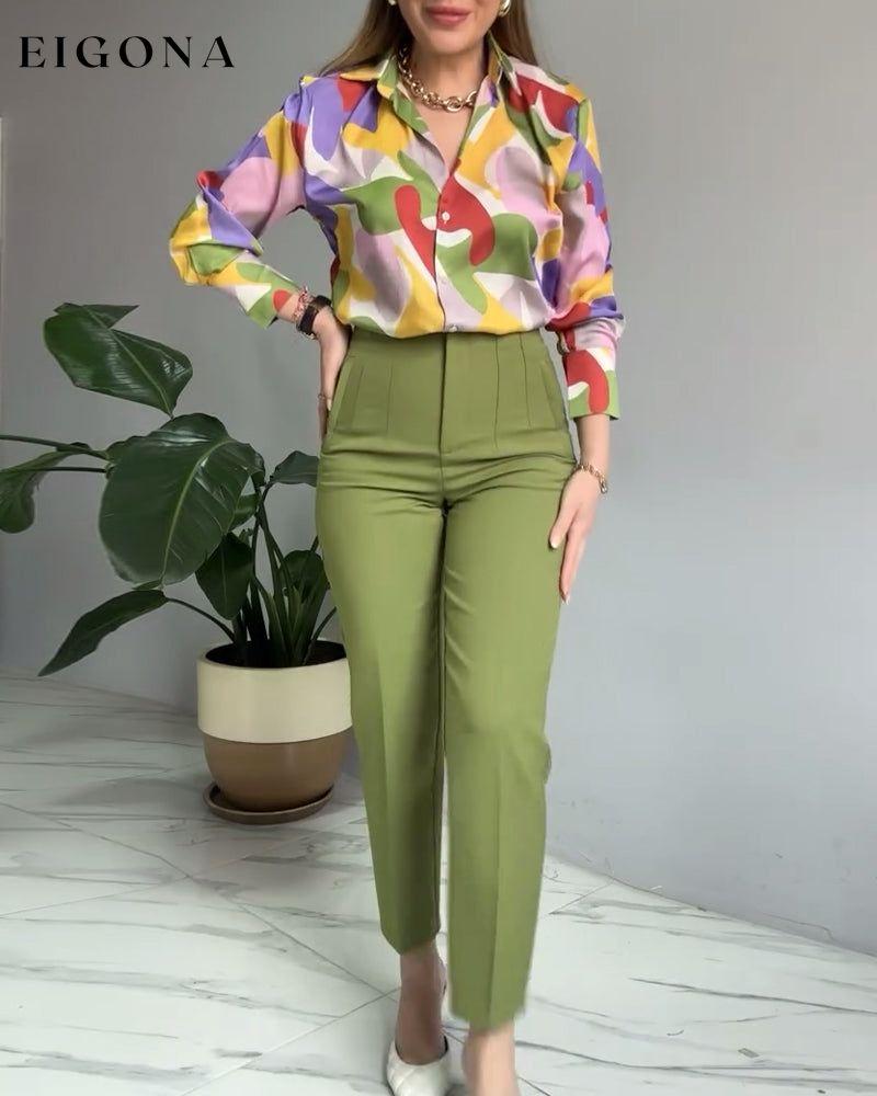 Colorful Lapel Printed Vacation Shirt blouses & shirts spring summer