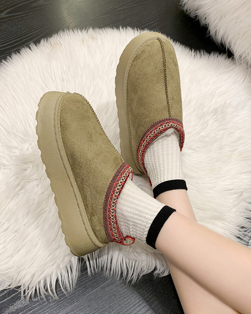 Casual solid color plus velvet warm flats 2024 f/w flats