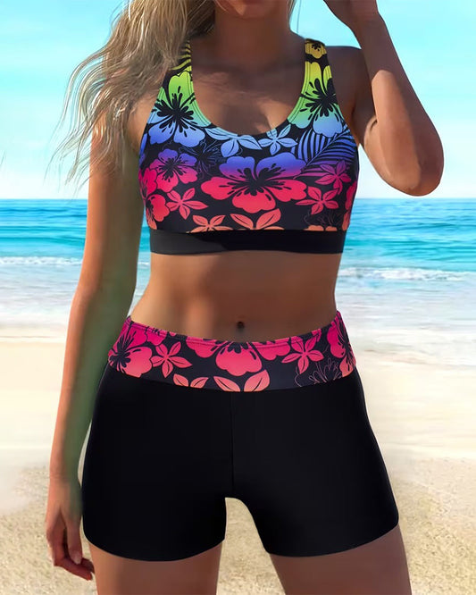 Sporty Boyleg Printed Bikini