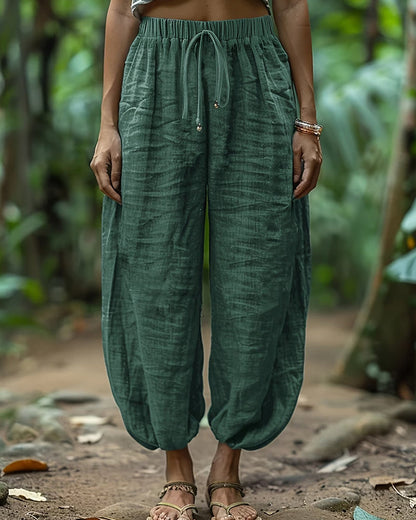 Casual Solid Color Lantern Pants