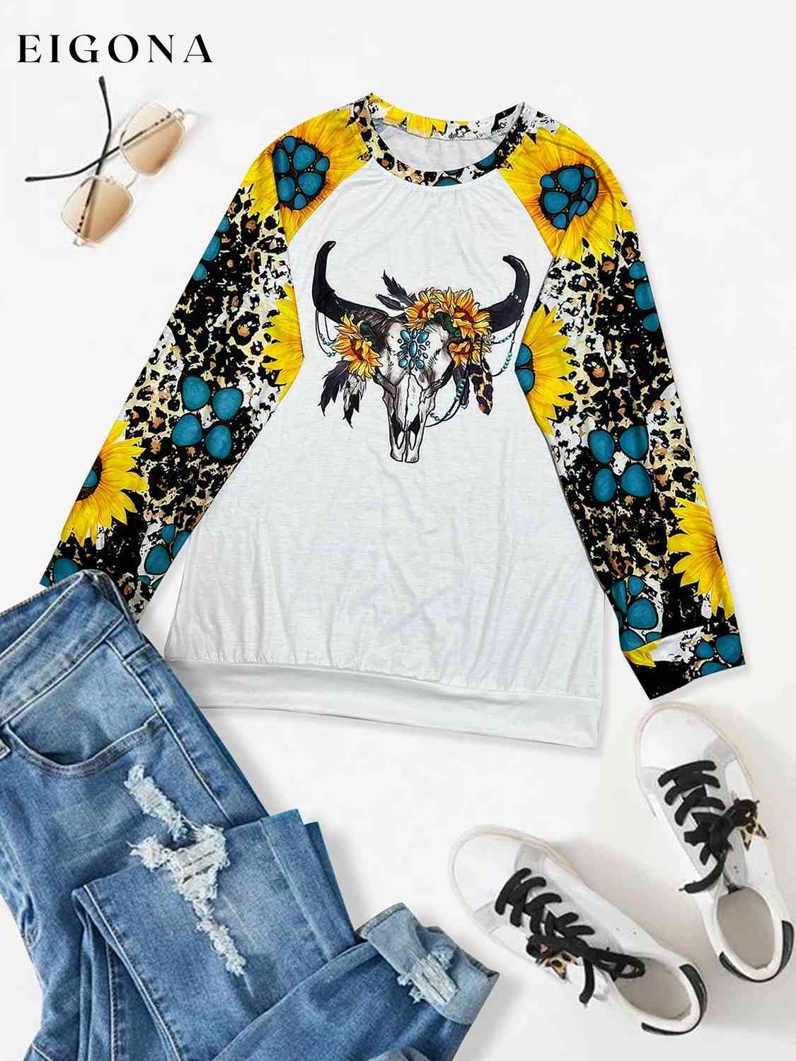 Plus Size Graphic Raglan Sleeve Sweatshirt clothes Q@M Ship From Overseas Shipping Delay 09/29/2023 - 10/03/2023