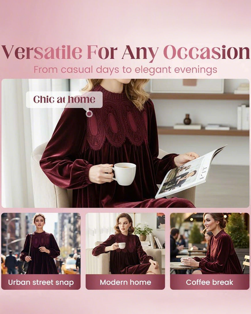 Vintage-Inspired Lace Panel Tunic Dress