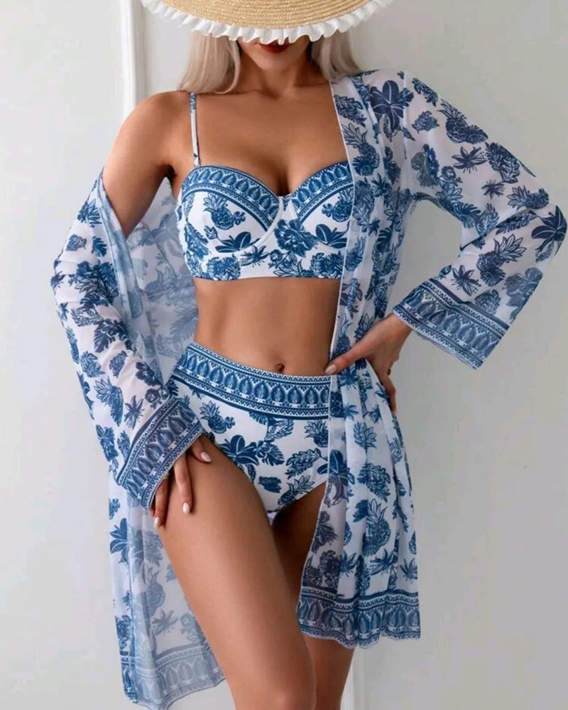 Botanical print bikini cover-up triangle swimsuit bikinis cover-ups summer