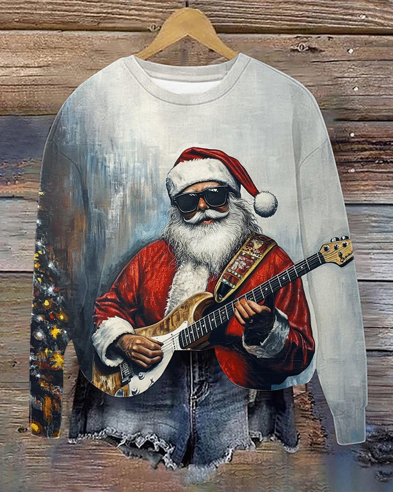 Women's Santa Claus Printed Long Sleeve Sweatshirt 2024 f/w chrismas hoodies & sweatshirts