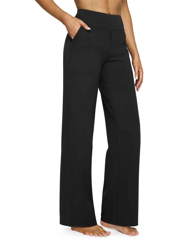 Women's High Waist Stretch Casual Yoga Wide Leg Pants