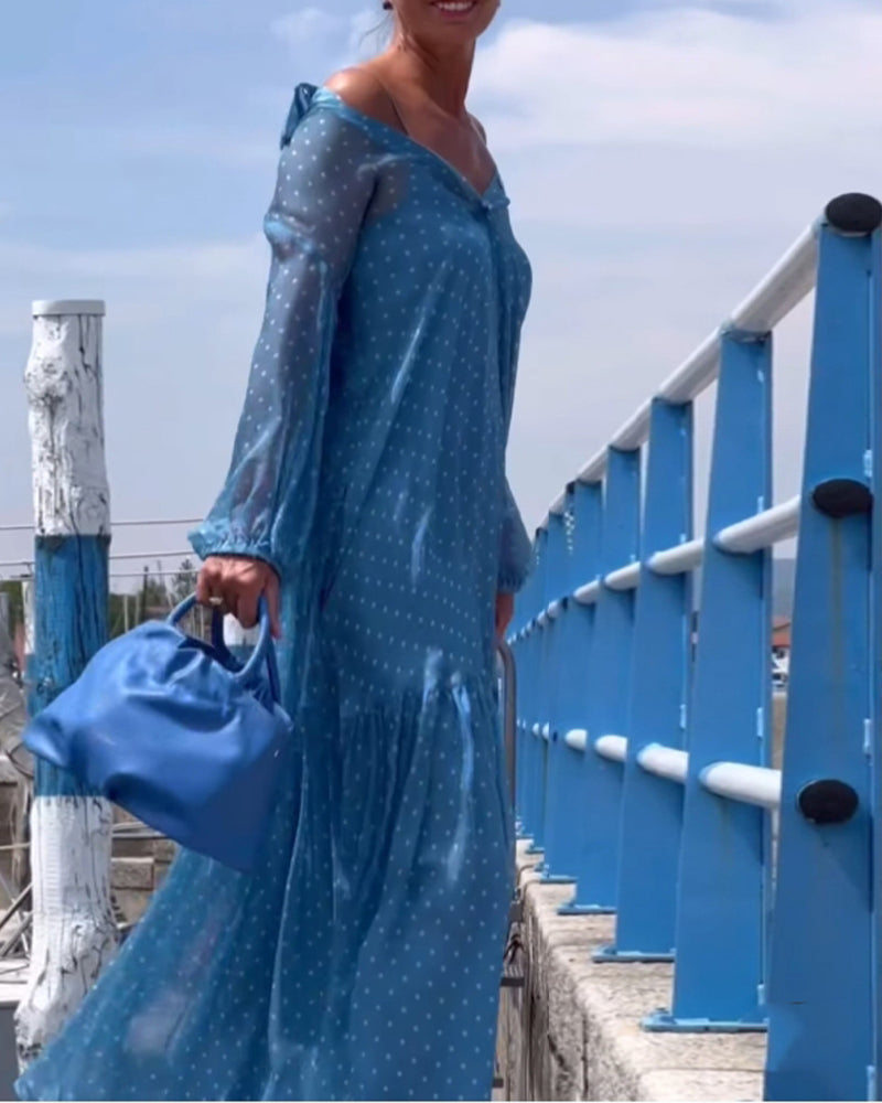 Abito e vestito con stampa a pois e risvolto