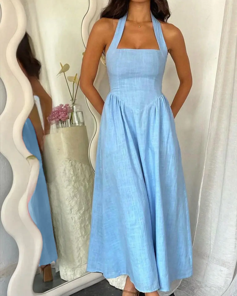 Halter Spaghetti Strap Backless Dress