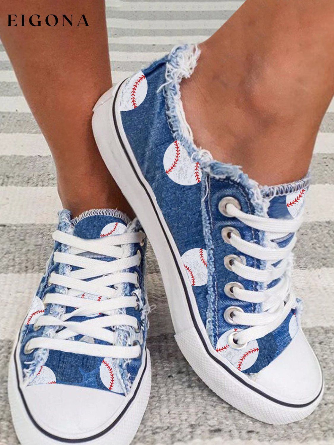 Baseball Print Casual Canvas Shoes ball print