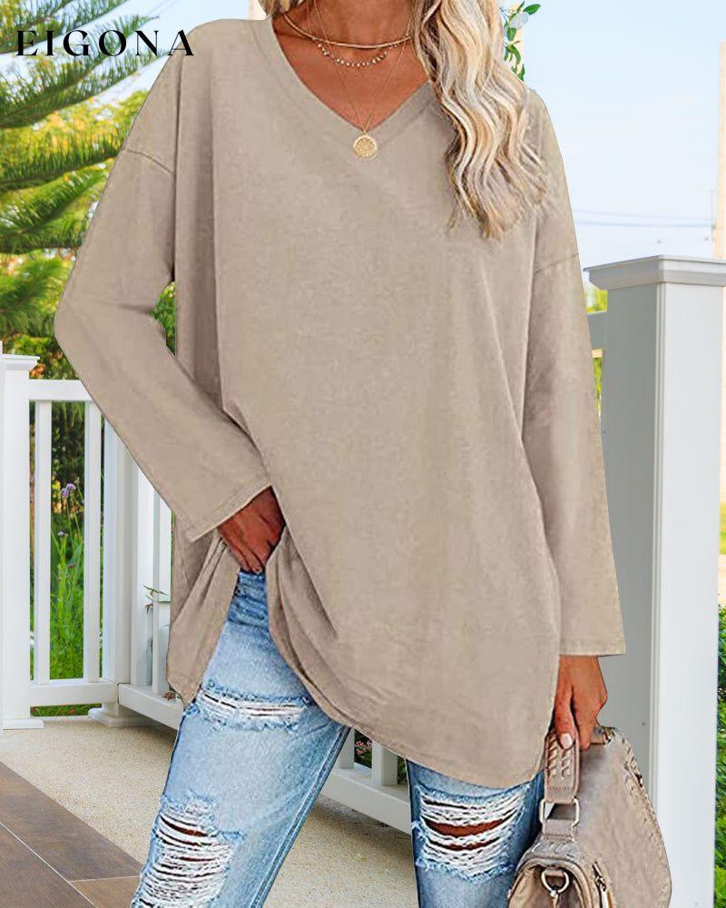 Plain v-neck long-sleeved women's t-shirt 2022 F/W 23BF clothes Short Sleeve Tops Spring T-shirts Tops/Blouses