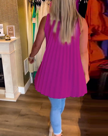 Top arricciato senza maniche con revers