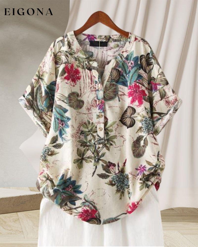 V-neck printed T-shirt 23BF clothes Short Sleeve Tops T-shirts Tops/Blouses