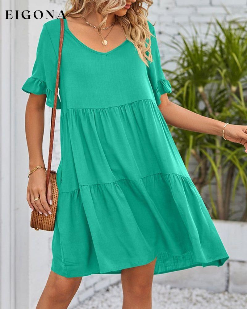 V-neck Dress with Ruffle Sleeves 23BF Casual Dresses Clothes Dresses Summer