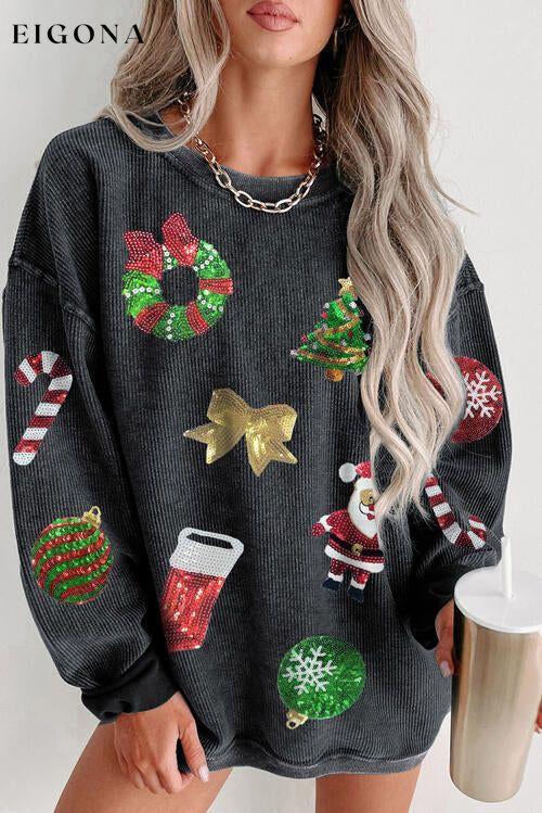 Sequin Patch Christmas Element Sweatshirt clothes Ship From Overseas SYNZ