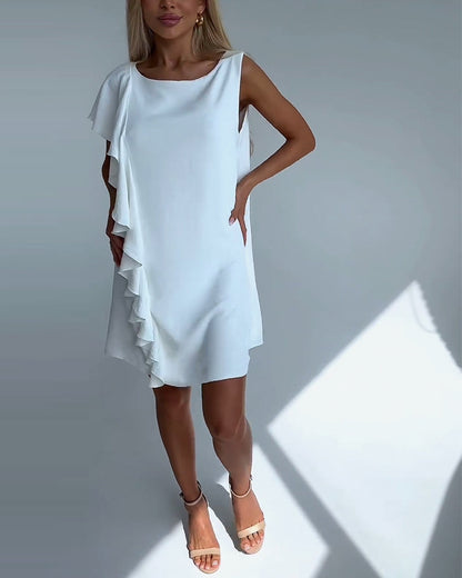 Sleeveless ruffled asymmetric dress casual dresses summer