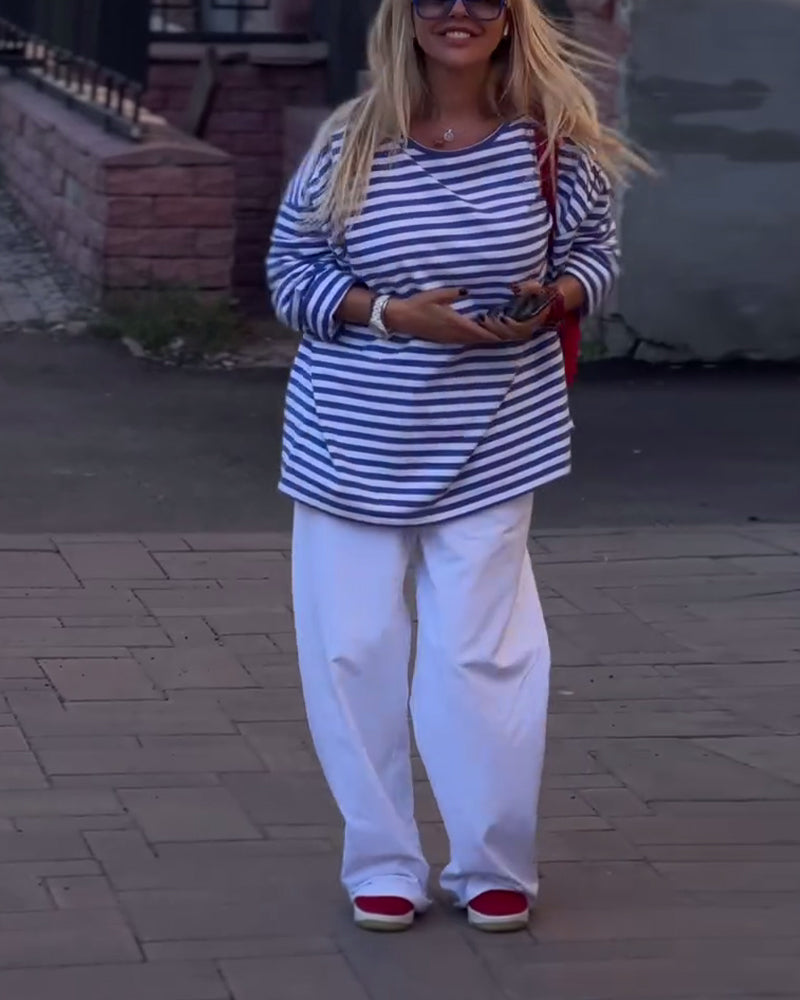 Casual Striped Long Sleeve Top