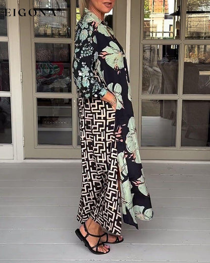 Casual floral print lapel buttoned maxi dress casual dresses spring summer