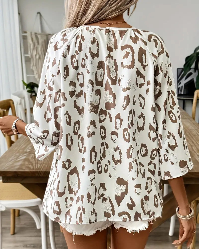 V-neck elegant printed blouse blouses & shirts spring summer