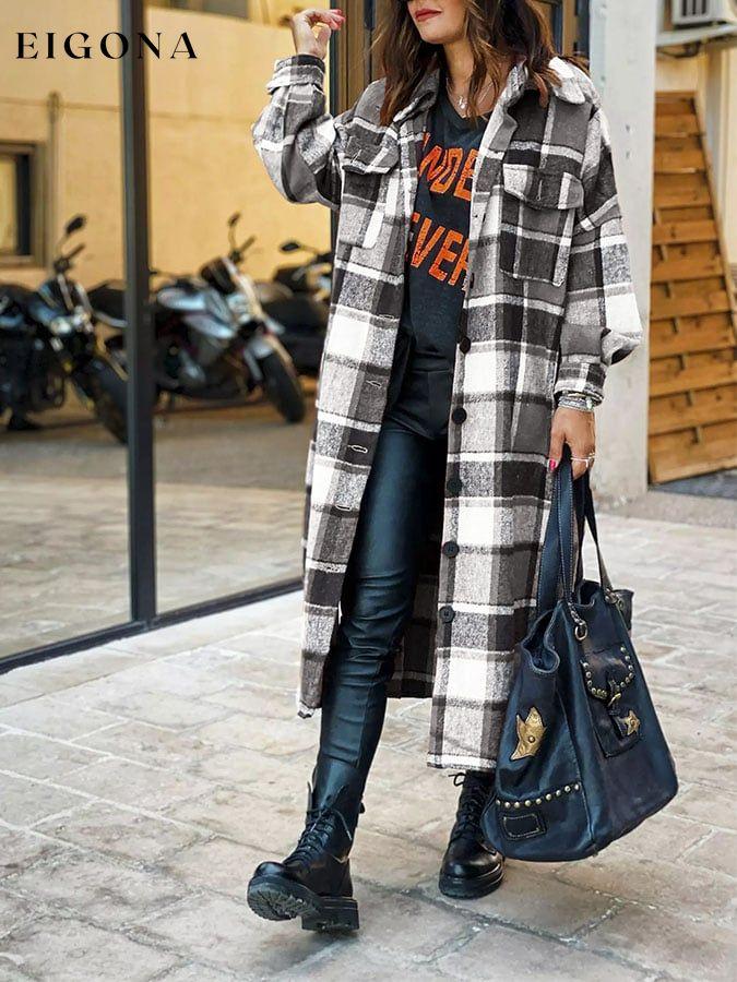 Fashion Long Sleeve Plaid Jacket top tops winter sale