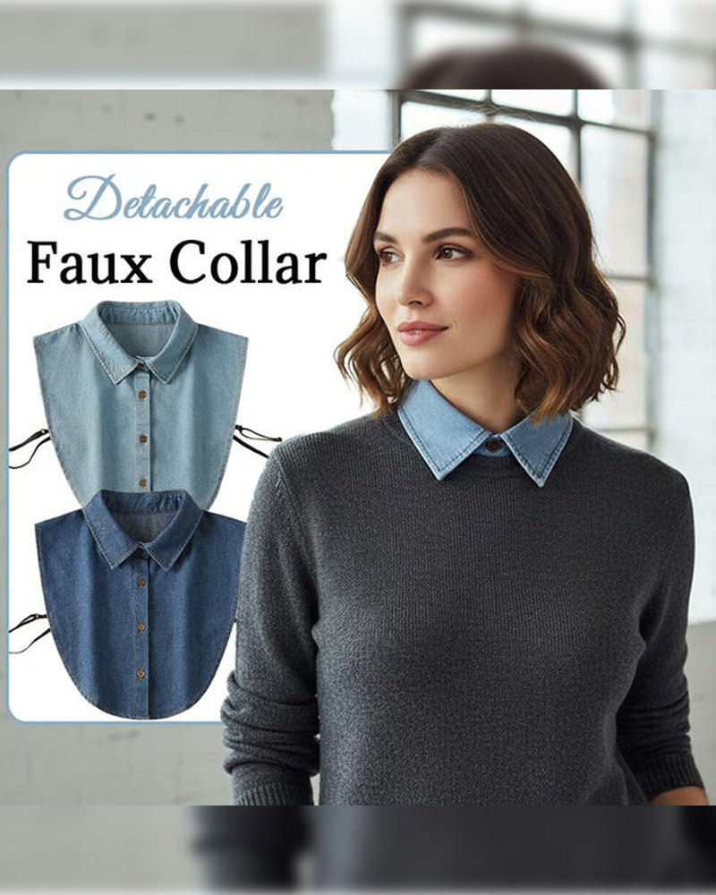 Classic Edgy Denim False Collar