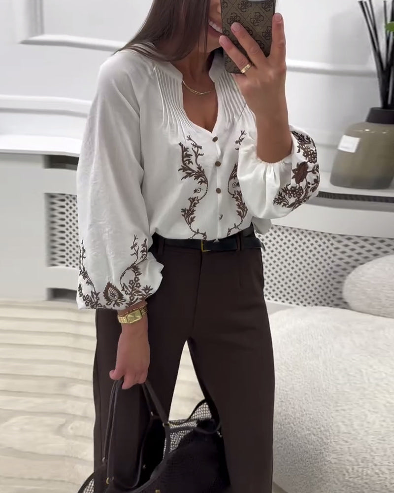 Ethnic Embroidered Print Blouse