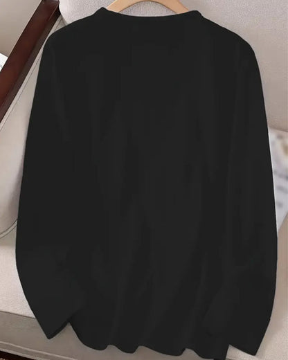 Long-Sleeved Crew Neck Christmas Tree Print Top