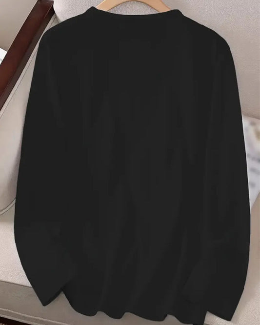 Long-Sleeved Crew Neck Christmas Tree Print Top