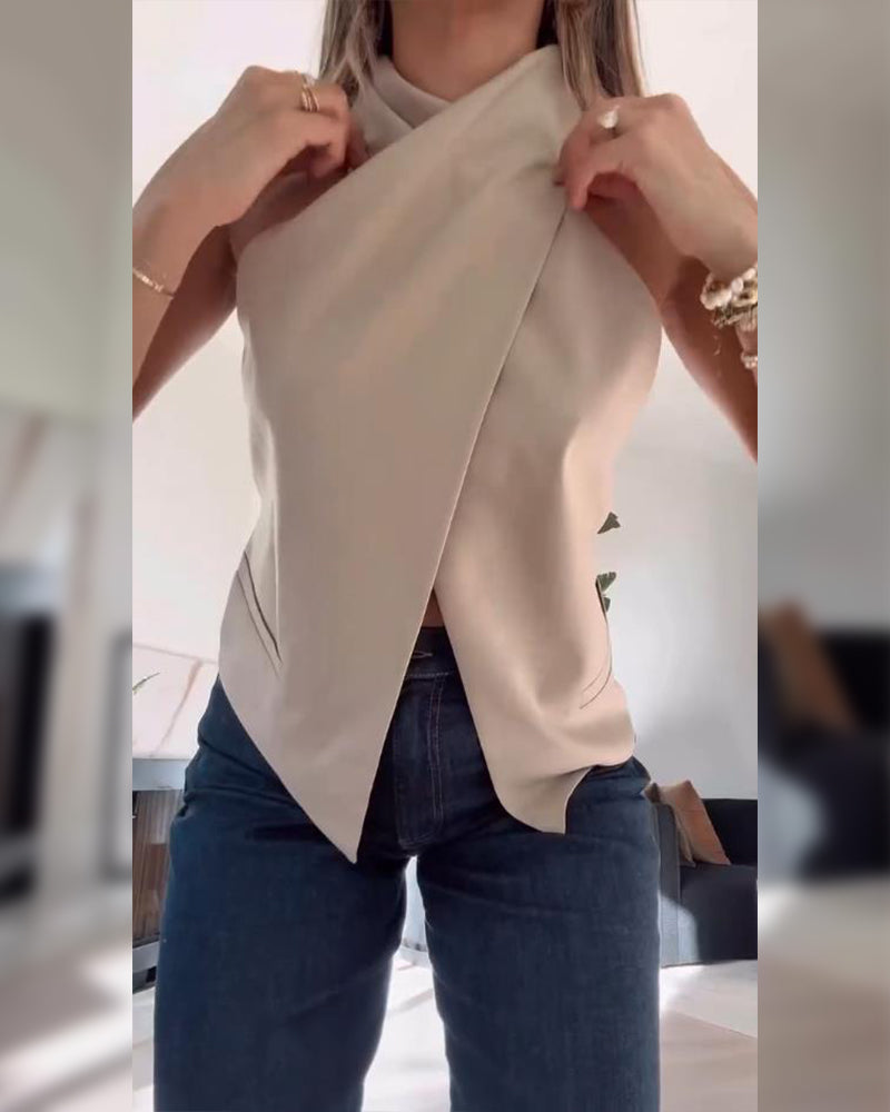 Sexy Bluse mit überkreuztem Neckholder