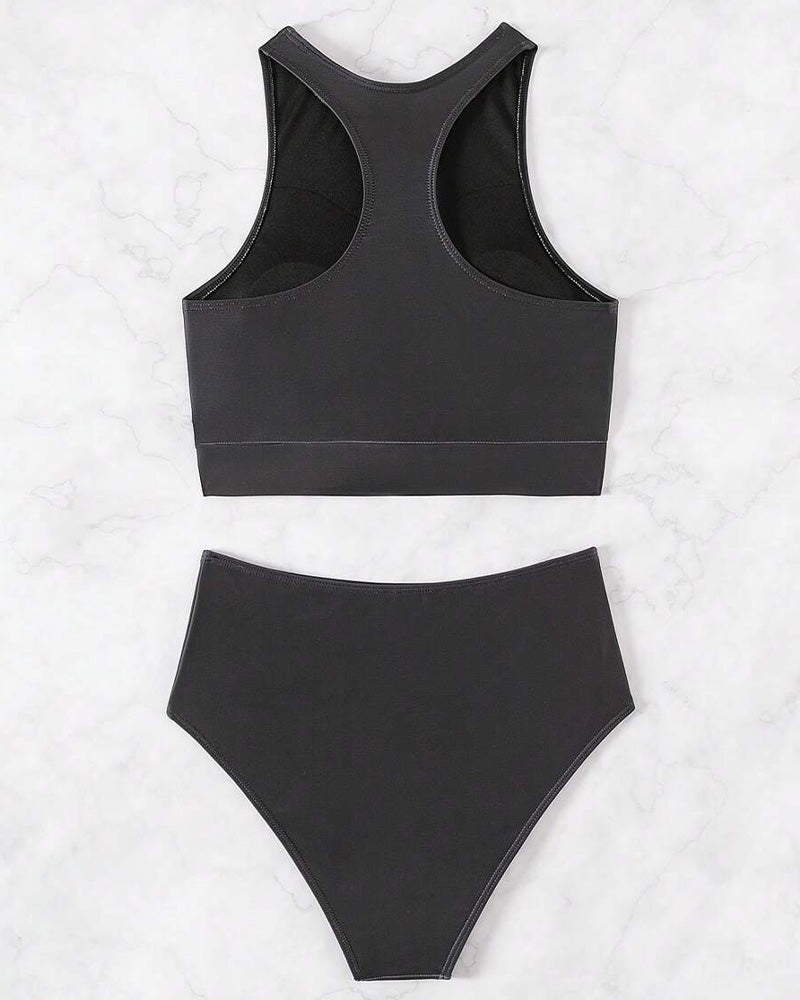 Sleeveless Printed Triangle Swimsuit