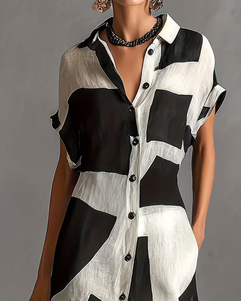 Stylish Geometric Shirt Dress