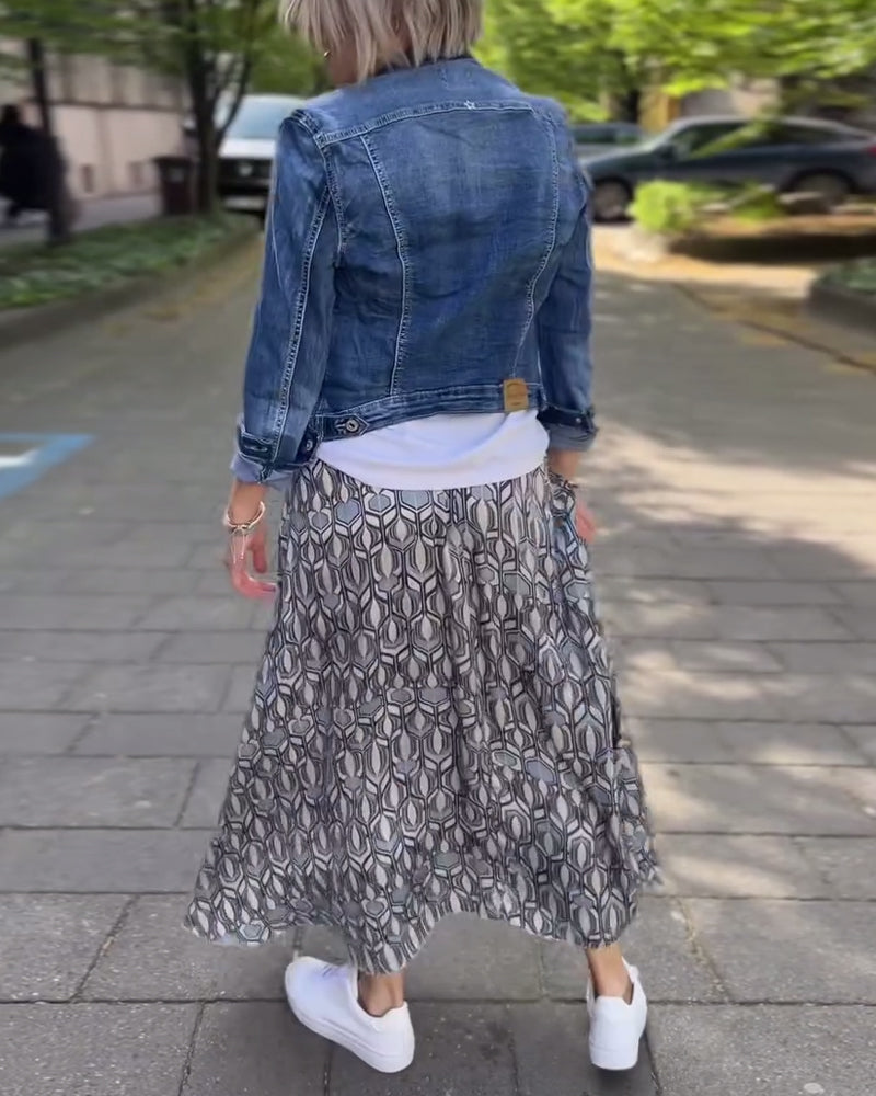 Retro printed flowing skirt skirts spring summer