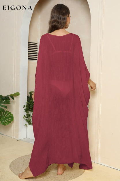 V-Neck Three-Quarter Sleeve Cover-Up clothes O & Y.M Ship From Overseas trend