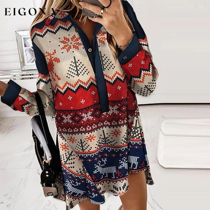 Casual Christmas Shirt Dress Multicolor best Best Sellings casual dresses clothes Plus Size Sale short dresses Topseller