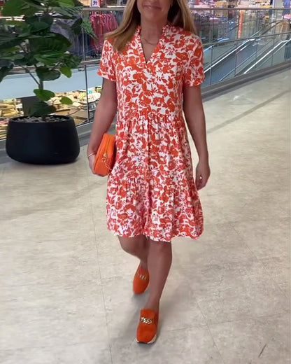 Short Sleeve Floral Midi Dress casual dresses spring summer