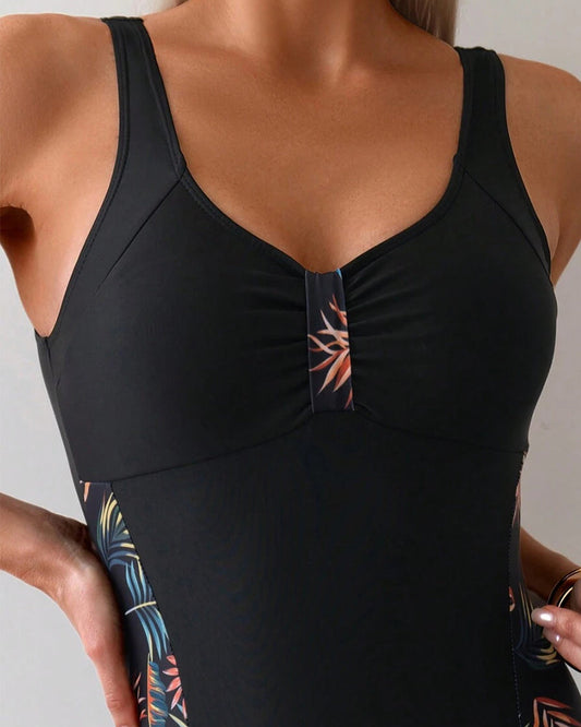 Sleeveless Printed One-Piece Swimsuit