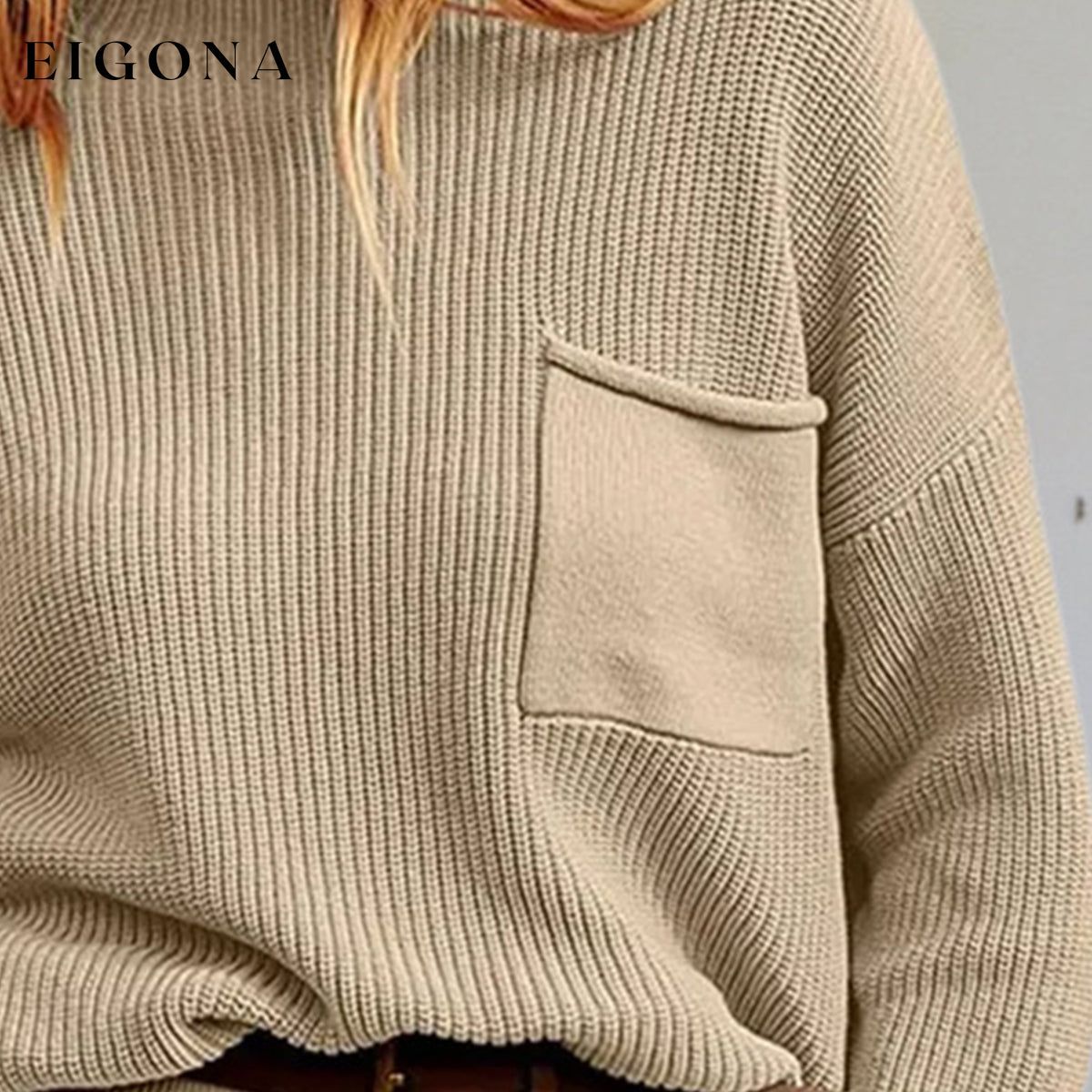 Rib-Knit Dropped Shoulder Sweater clothes G.JI Ship From Overseas Shipping Delay 09/29/2023 - 10/04/2023 Sweater sweaters
