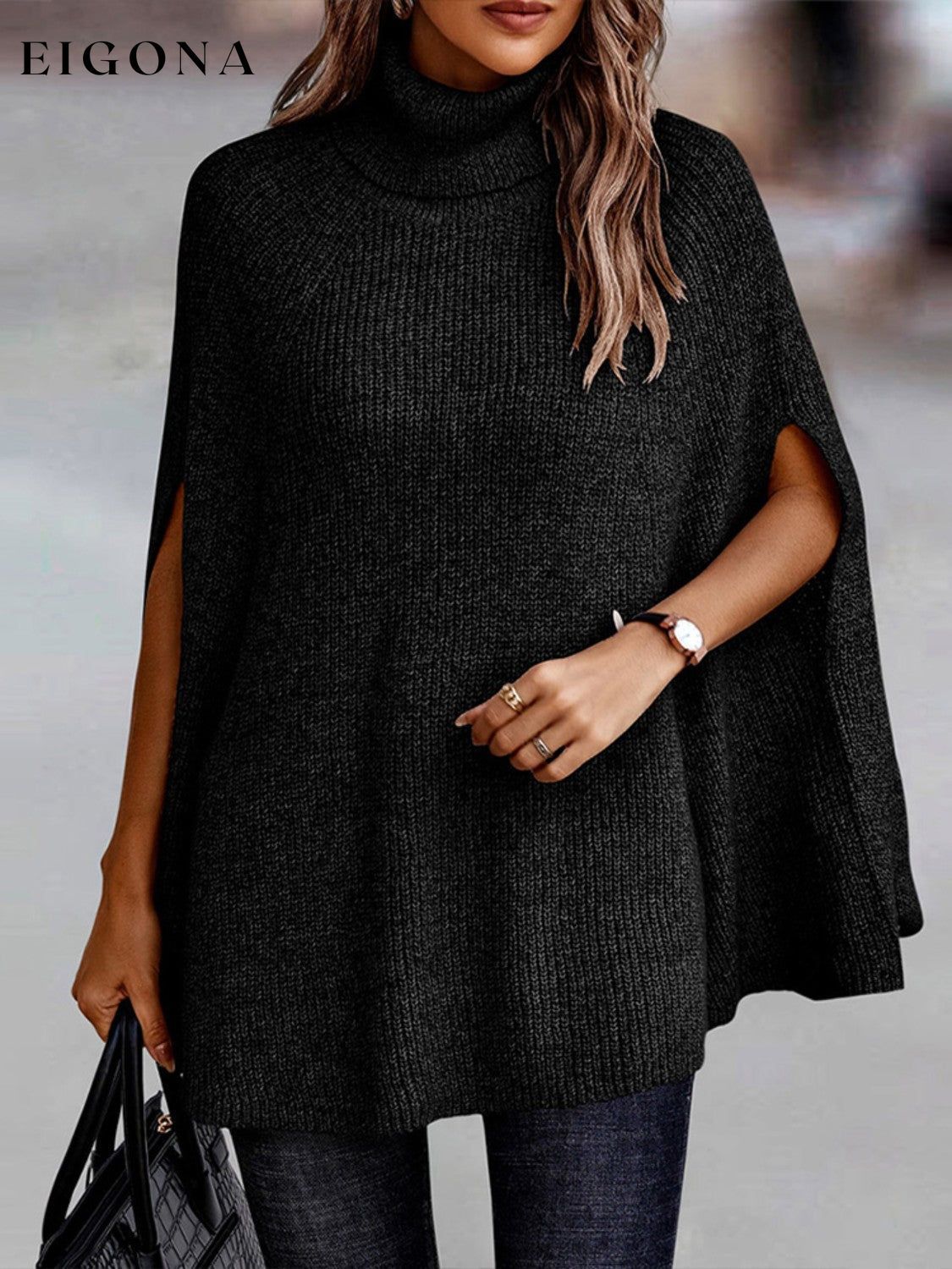 Turtleneck Dolman Sleeve Poncho Fashion Sweater clothes long sleeve Romantichut Ship From Overseas Shipping Delay 09/29/2023 - 10/04/2023 Sweater sweaters turtleneck