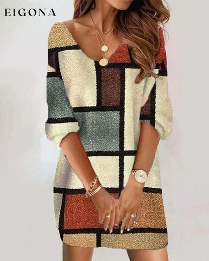 Elegant color block dress 1.00 - 1.50 carats 2023 f/w casual dresses Clothes Dresses