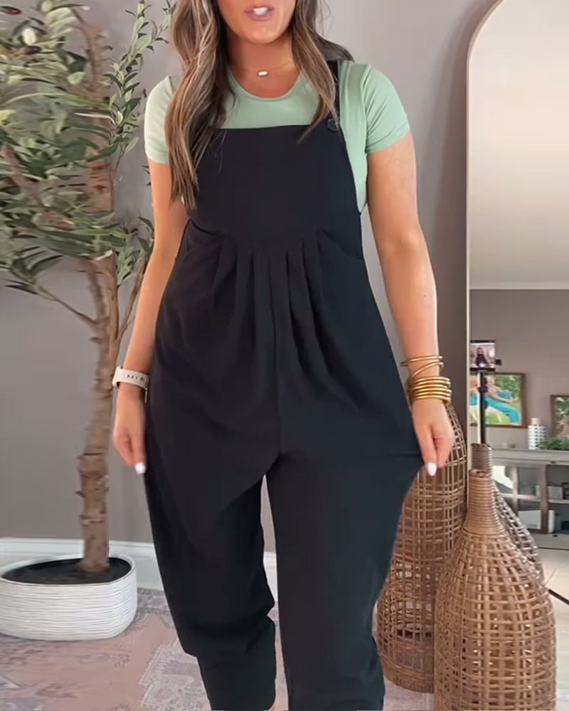 Simple solid color casual overalls 202466 jumpsuits & rompers spring summer