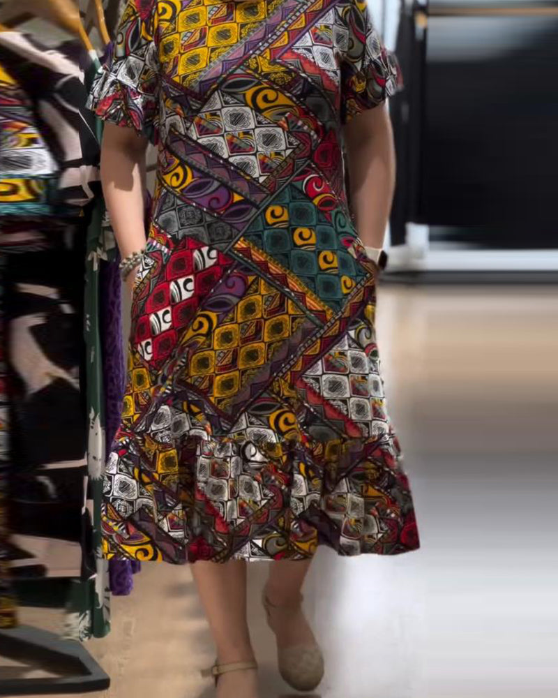 Vintage Print Straight Dress