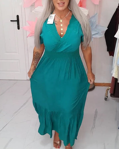 Elegant V-Neck A-Line Dress