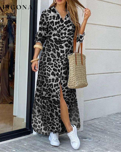 Leopard print shirt dress Gray 2023 f/w 23BF casual dresses Clothes Dresses spring summer