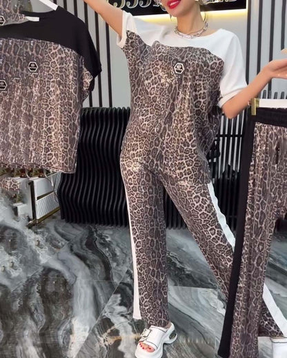 Casual Leopard Print Two-piece Set