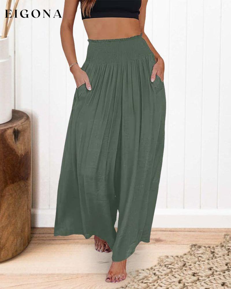 Solid color high waisted wide leg pants pants spring summer