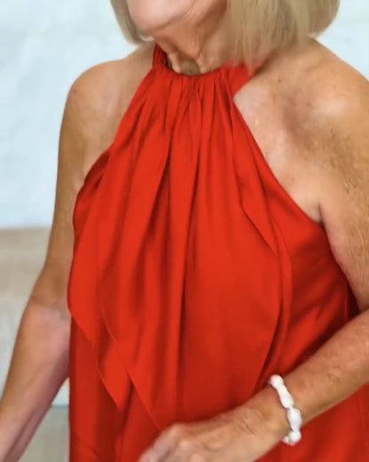 Ribbon Sleeveless Halterneck Tank Top