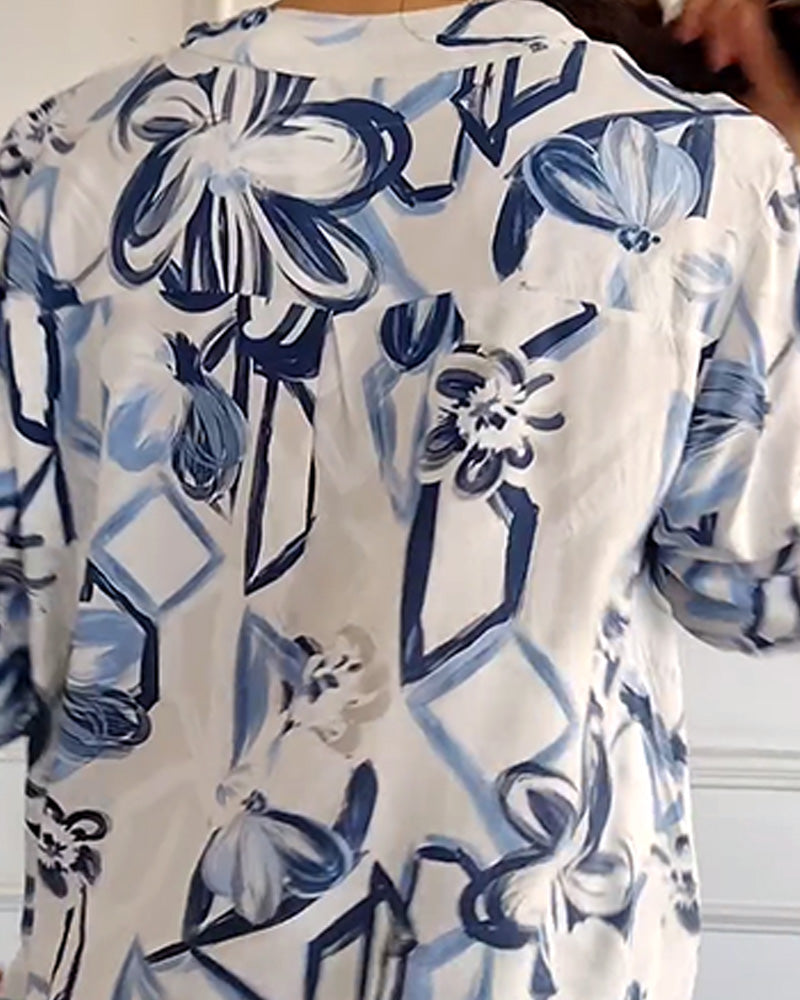 Floral print sequined elegant blouse 2024 f/w blouses & shirts spring