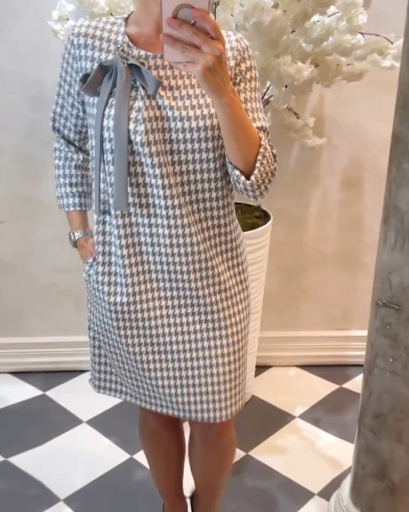 Elegant houndstooth pattern dress 2023 f/w 202466 elegant dress