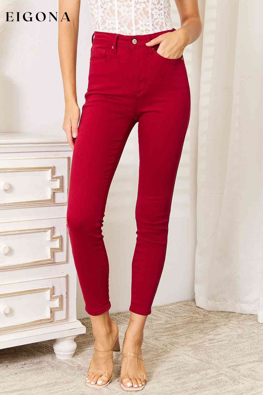 Full Size High Waist Tummy Control Skinny Jeans Scarlet BFCM-Deep Inventory Black Friday clothes Judy Blue Ship from USA