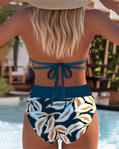 High-Waisted Briefs Printed Bralette Bikini