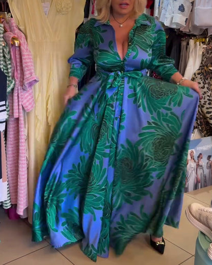 Abito a trapezio con scollo a V e maniche lunghe